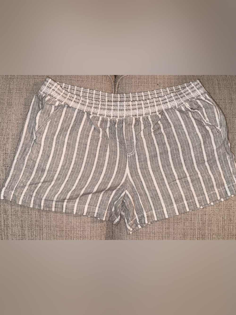 Striped Linen Waist Casual Shorts